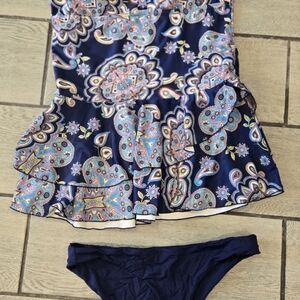 Source Unknown Blue‎ Pink Embellished Skater Bikini